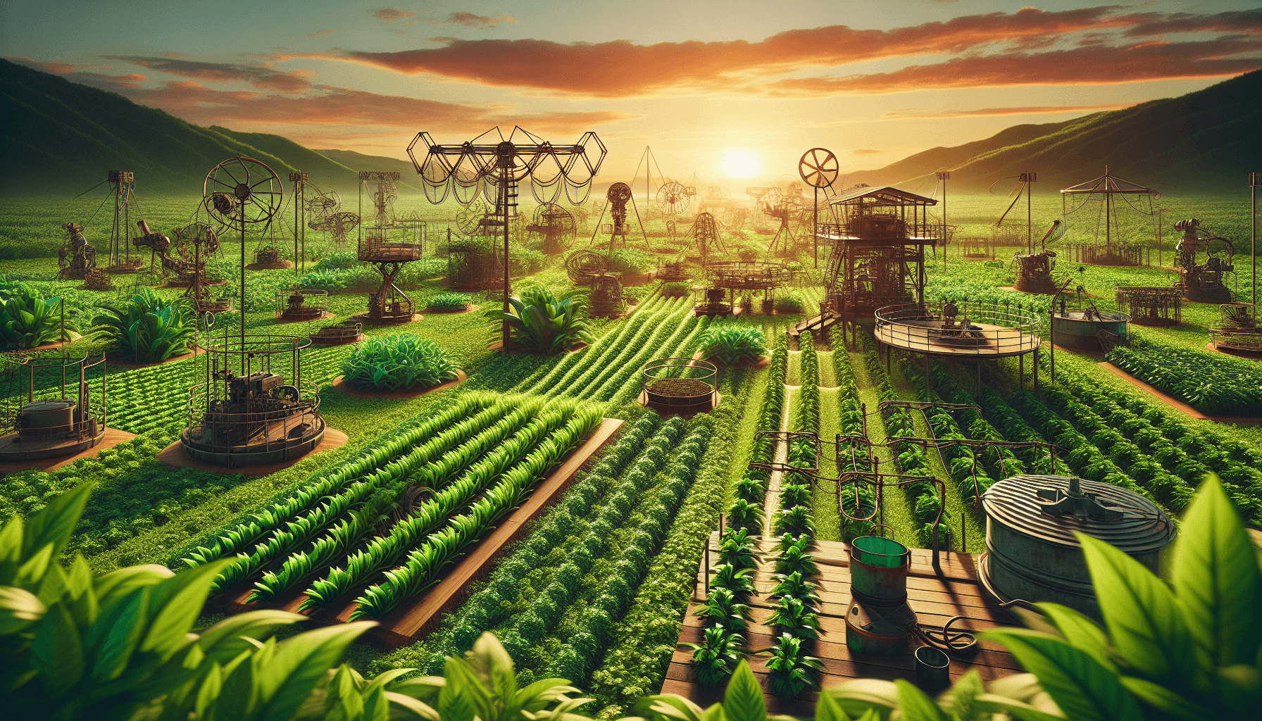 Farm with traps and machines